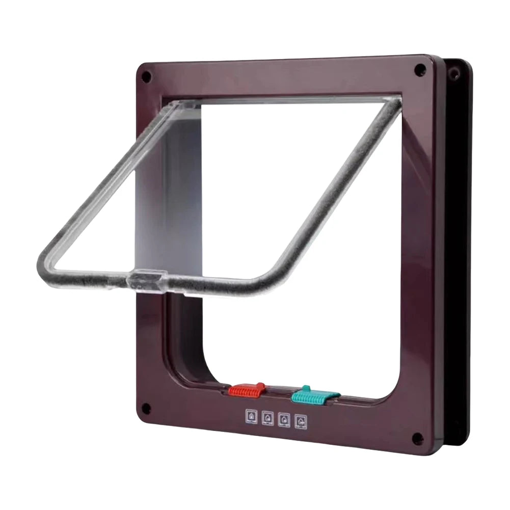 Cat Flap Door with 4 Way Security Lock Puppy Kitten Safety In&out Pet Door ABS Plastic Small Pet Gate Pet Doors and Sliding Door