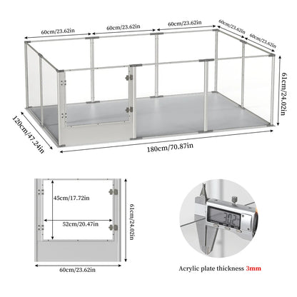 180cm Whelping Playpen Clear Acrylic Dog Playpen Exercise Fence with Waterproof Fertility Pad for Pets