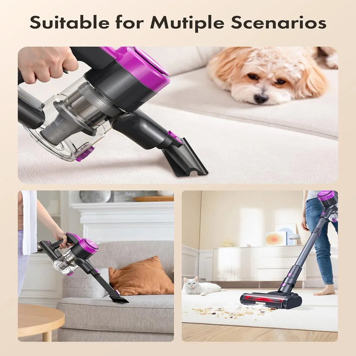 Cordless Vacuum Cleaner,Lightweight Stick for HardFloor/Carpet/Pet Hair
