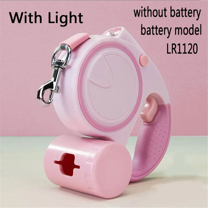 Dog Leash With Led Lights and Garbage Bag Retractable