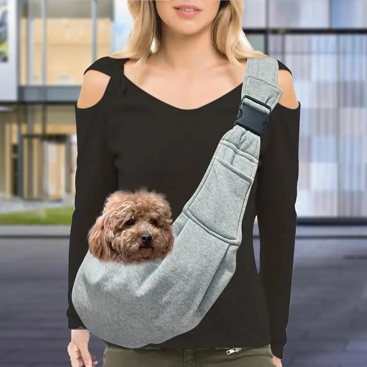 Small pet sling holder, hands-free easy and portable