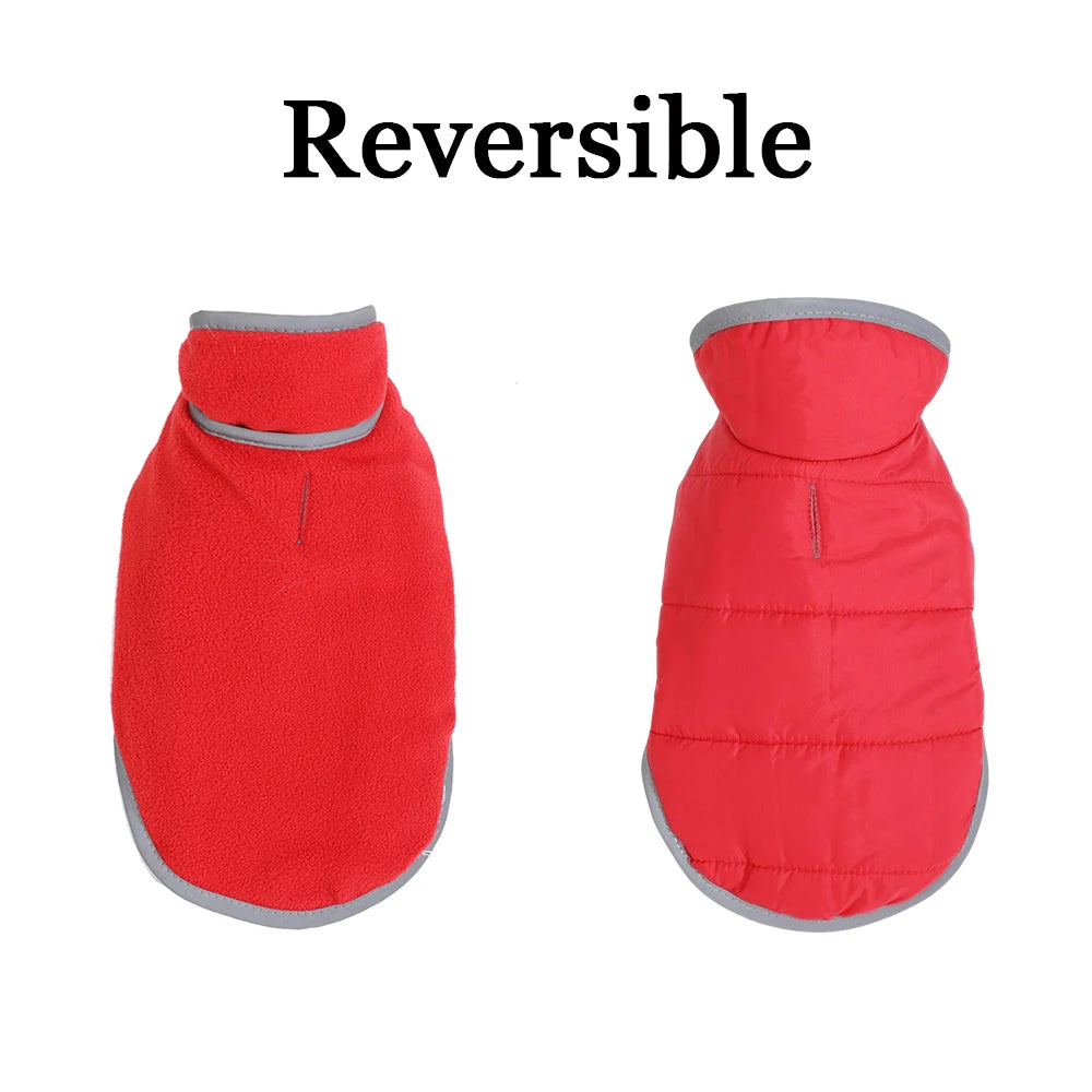 Reflective Pet Clothing Winter Reversible Fleece