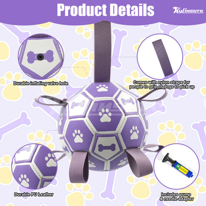 Dog Toy Soccer Ball with Straps,
