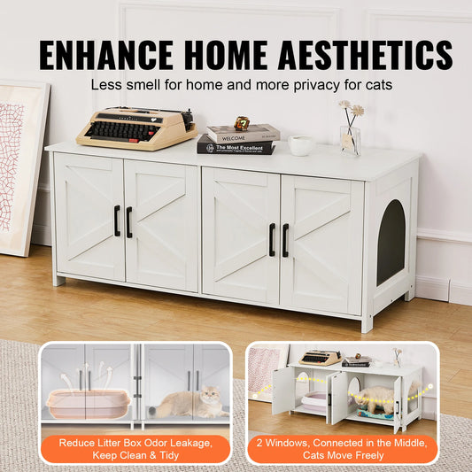 2 Cats Litter Box cabinet Furniture Hidden Wooden
