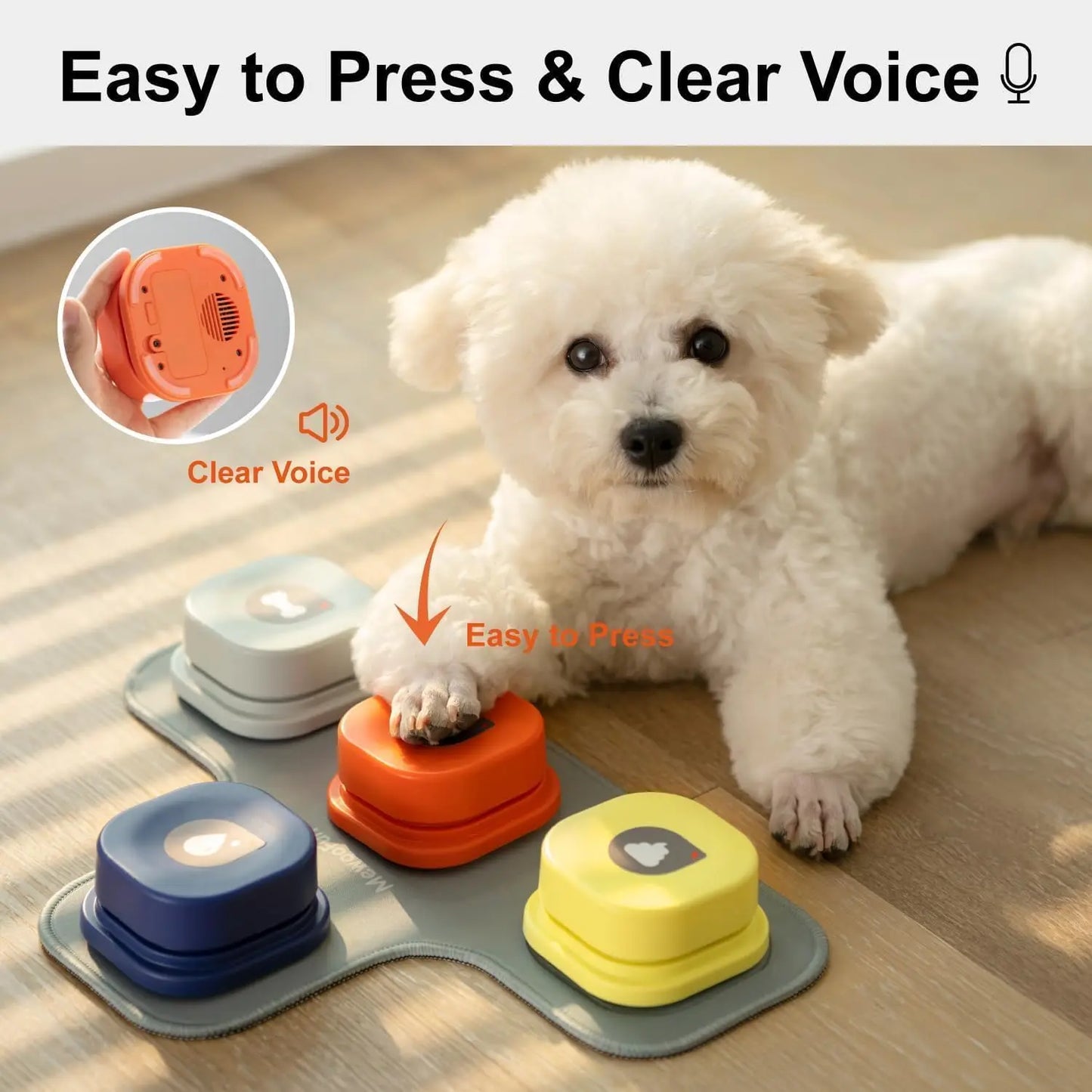 Dog Buttons with Rubber Mat Recordable Dog Talking Buttons Set