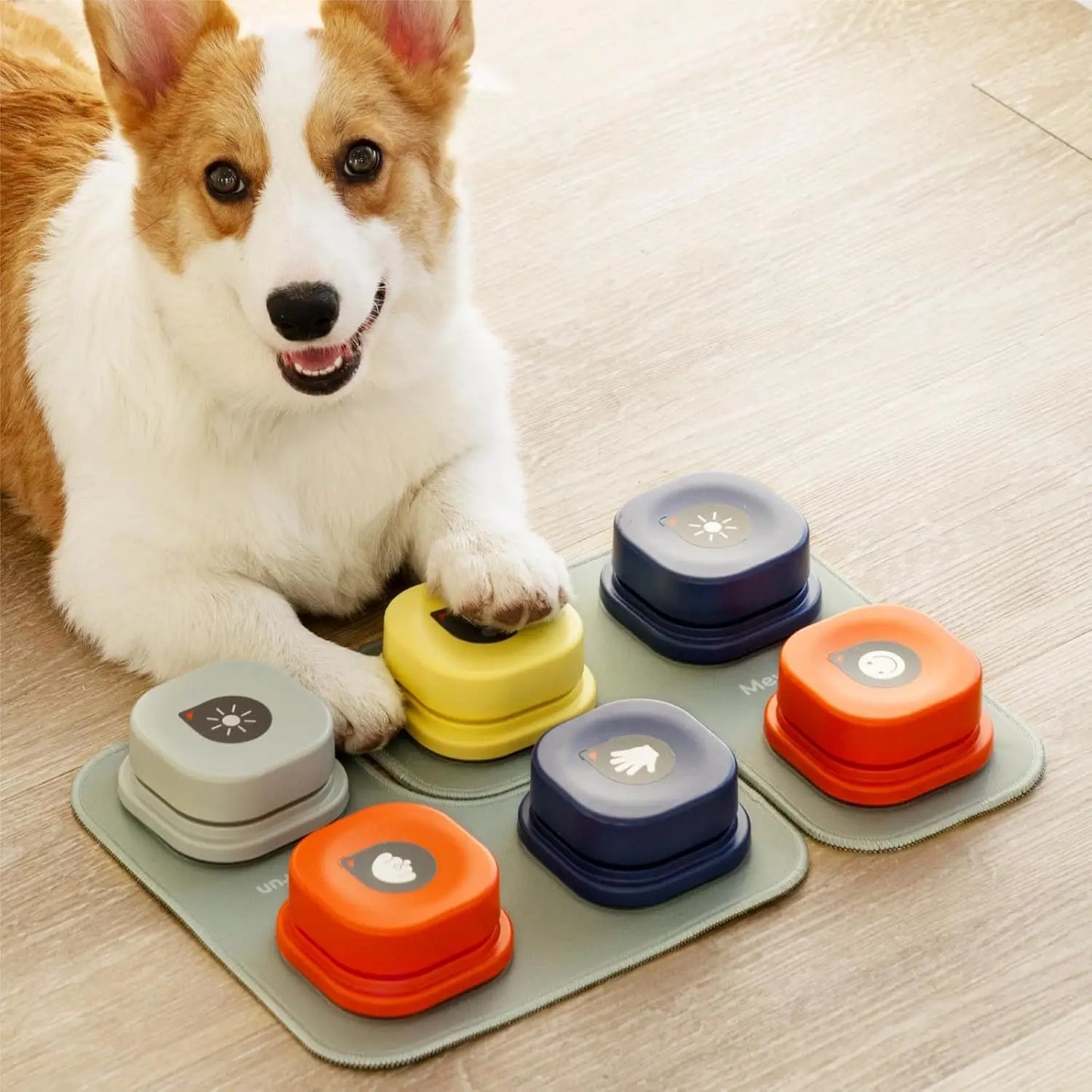 Dog Buttons with Rubber Mat Recordable Dog Talking Buttons Set