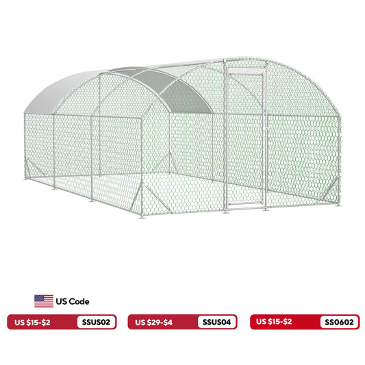 LZBEITEM Large Chicken Coop Metal Chicken Run with Waterproof and Anti-UV Cover, Dome Shaped Walk-in Fence Cage Hen House