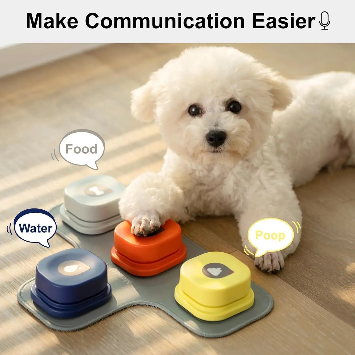 Dog Buttons with Rubber Mat Recordable Dog Talking Buttons Set