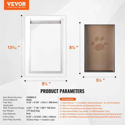Pet Door Metal FrameWeatherproof Doggy Door