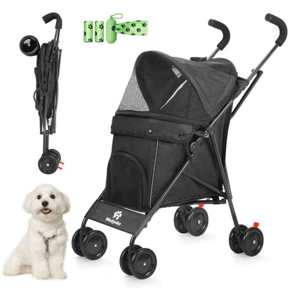 Dog Stroller 4 Wheels  with Brakes