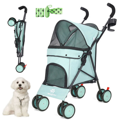 Dog Stroller 4 Wheels  with Brakes