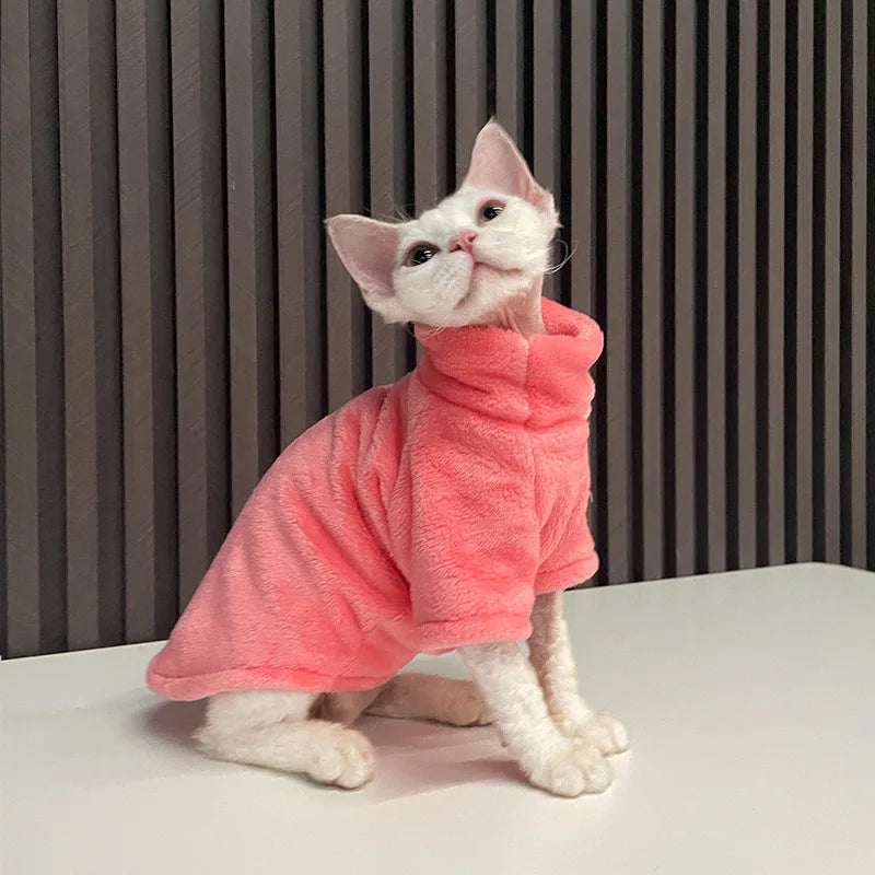 Warm Coral Velvet Hairless Cat Kitten Puppy clothing