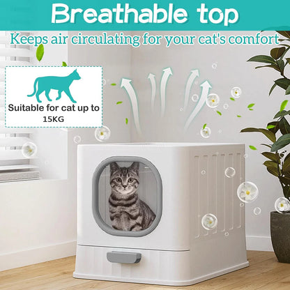 Leak-proof Enclosed Cat Litter Box