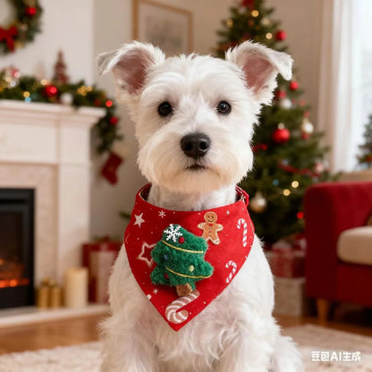 25 New Christmas Dog Triangle Scarf Adjudable