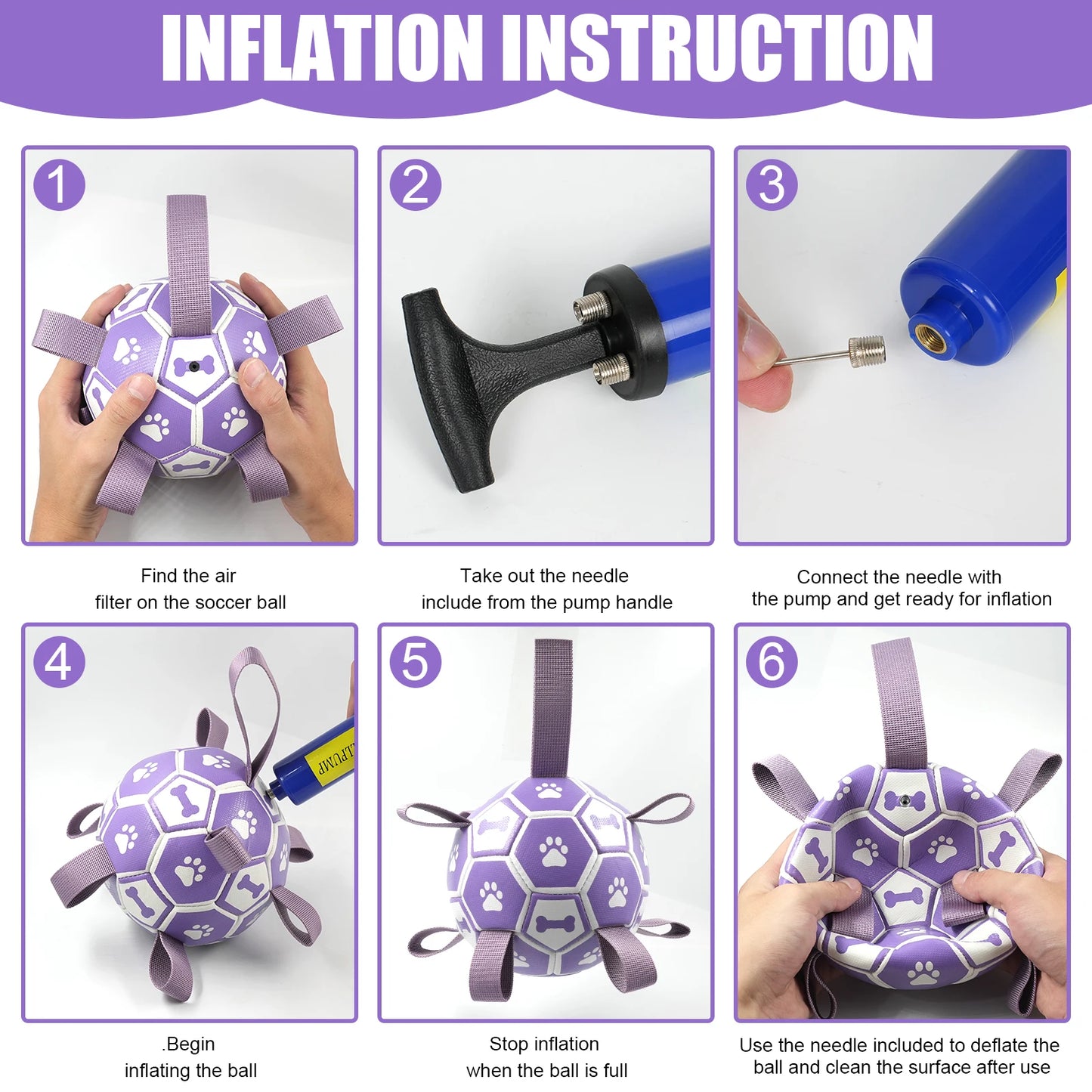 Dog Toy Soccer Ball with Straps,