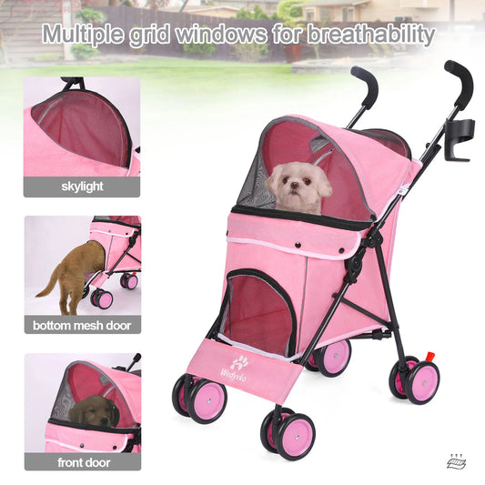 Dog Stroller 4 Wheels  with Brakes