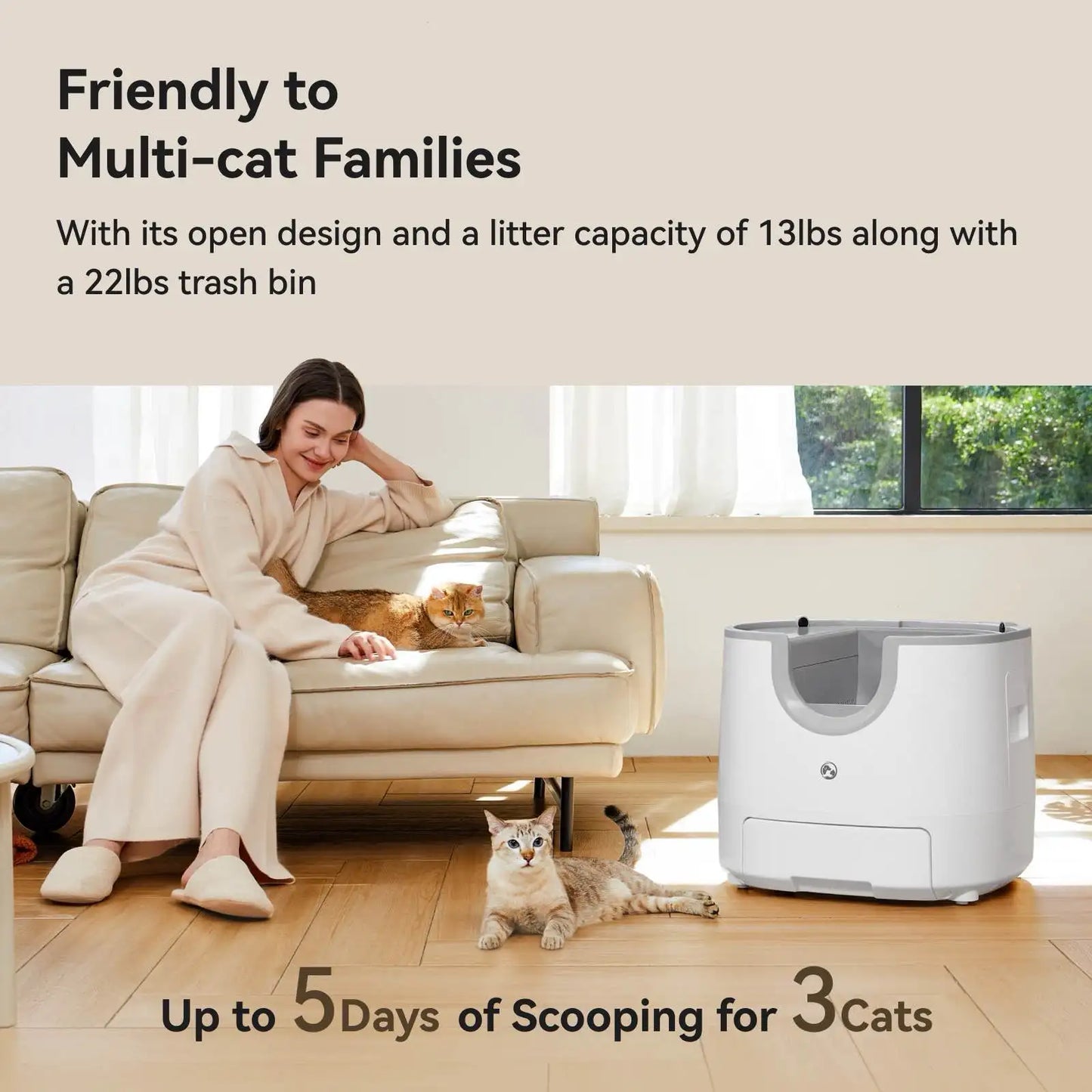 Automatic Smart Cat Litter Box, Self-Cleaning,
