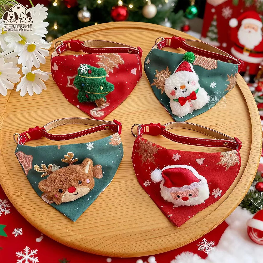 25 New Christmas Dog Triangle Scarf Adjudable