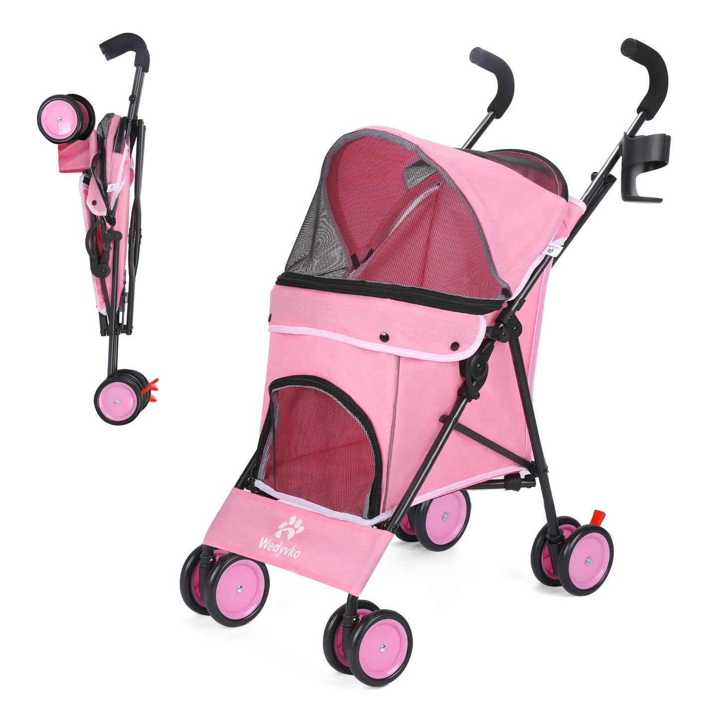 Dog Stroller 4 Wheels  with Brakes
