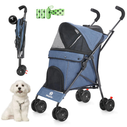 Dog Stroller 4 Wheels  with Brakes