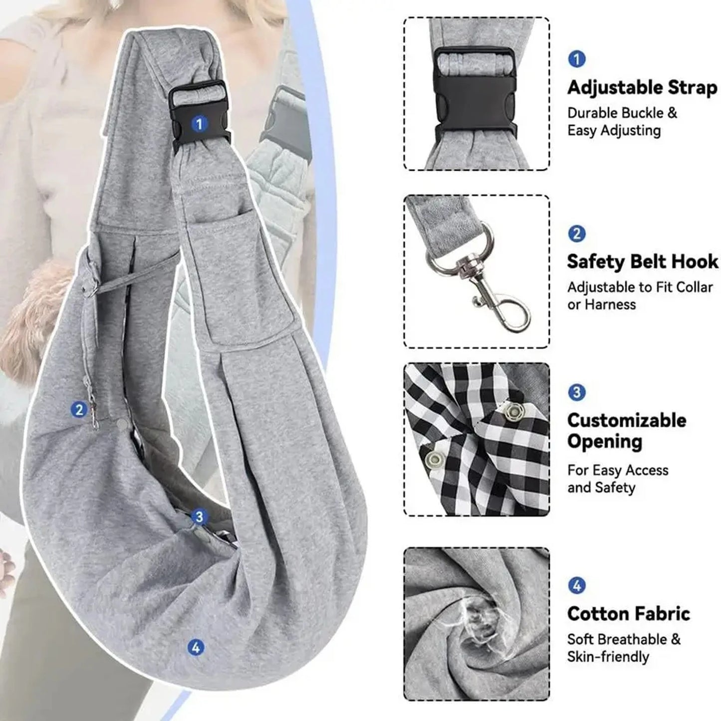 Small pet sling holder, hands-free easy and portable