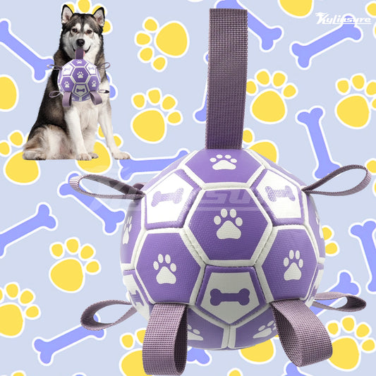Dog Toy Soccer Ball with Straps,