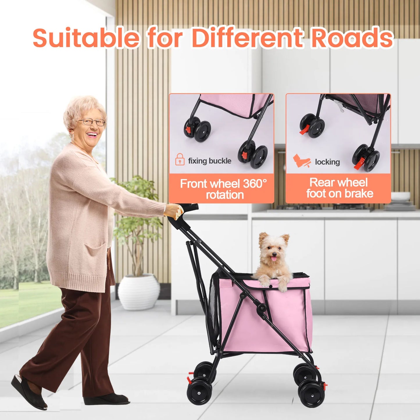 4 Wheels Dog Stroller