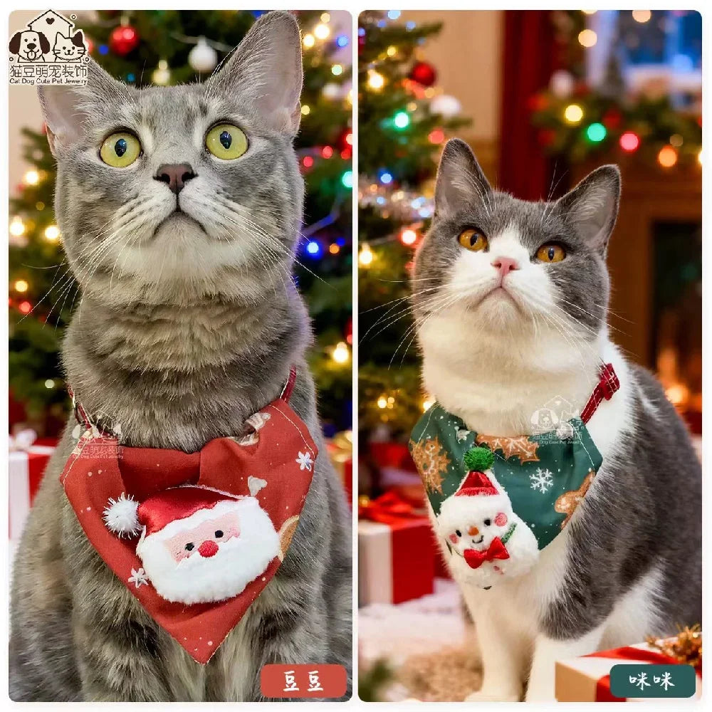 25 New Christmas Dog Triangle Scarf Adjudable