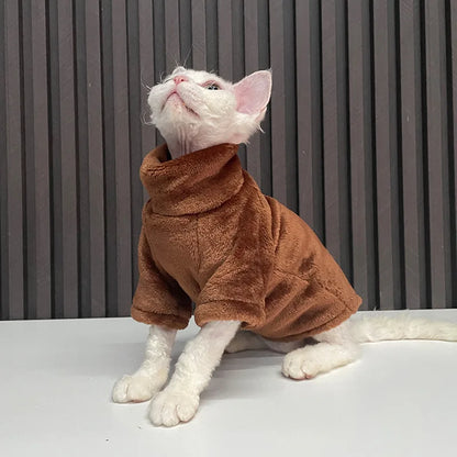 Warm Coral Velvet Hairless Cat Kitten Puppy clothing