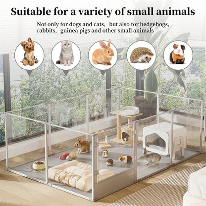 180cm Whelping Playpen Clear Acrylic Dog Playpen Exercise Fence with Waterproof Fertility Pad for Pets