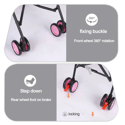 Dog Stroller 4 Wheels  with Brakes