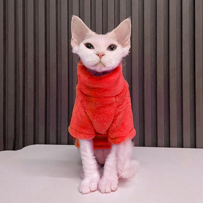 Warm Coral Velvet Hairless Cat Kitten Puppy clothing