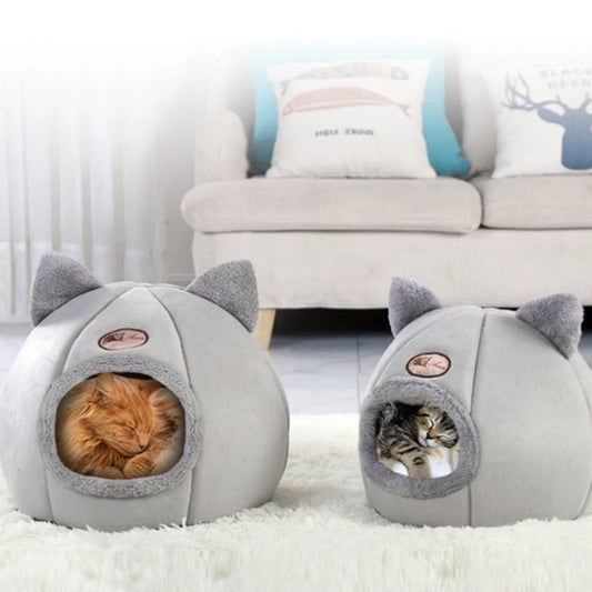 Pet bed with cat ears for small medium large cats