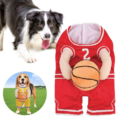 Dog Basketball Player Costume with Ball Pet Halloween Costume Funny Dress Up Sports Outfit for Halloween Party Costume Props
