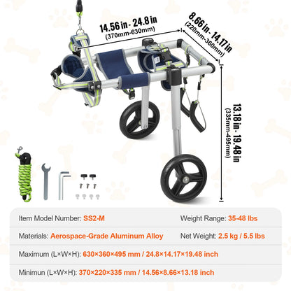 2 Wheels Dog Wheelchair for Back Legs