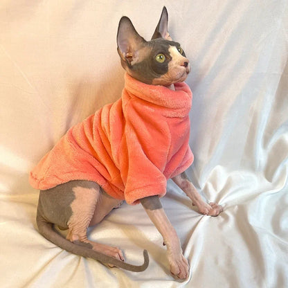 Warm Coral Velvet Hairless Cat Kitten Puppy clothing